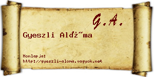 Gyeszli Alóma névjegykártya